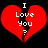 Red heart split vertically with black crack, white text "I Love You ?" over it on black background.