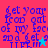 A four- of pixelated text with blue lettering on colored backgrounds, featuring a small star symbol in one