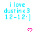 Cyan text 'i love dustin<3 12-12.' repeated across a with pink heart symbols, transitioning from full view to partial visibility on the right and bottom edges