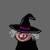 Pixelated witch icon with black hat, purple band, white hair, and smiling face, shown in two side-by-side frames with slight head movement.