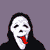 Pixelated figure with white mask and black hood displays six sequential mouth expressions against gray background.