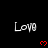 Black background with white 'Love' text and red heart symbols arranged in a pattern, some elements partially obscured by gray overlay