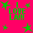 Bright pink background with green text reading "I LOVE LA!!!" and scattered green stars in various sizes.
