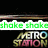 Animated icon with green text 'shake shake' and 'shake it !!!!', two instances of 'METRO STATION' logo, black background.