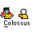 A pixelated character with blue face and red-yellow clothing appears in multiple states: static, holding a white sphere, and in motion with green-yellow effects.