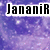 six pixelated images with 'JananiR' text overlays on varied backgrounds including purple space, abstract colors, and gray