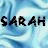 Pixelated text "SARAH SARAH" repeated on a light blue swirled background in an animated contact sheet frame.