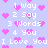 Pixelated light purple background with repeated white text phrases and pink heart symbols arranged in a pattern