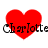 Four red heart shapes with black text reading "Charlotte" overlaid, arranged in a on white background