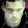 A sequence of four identical frames showing a person's face with text overlays, each frame displaying 'Aubrey...' and 'Fiction or real?' in white pixelated font on black background.