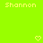 Bright green background with yellow text 'Shannon' repeated across multiple positions and pixelated heart and arrow symbols.