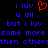 Pixelated text in blue and red on black background with a heart symbol replacing 'u' in 'luv'.