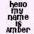 Pixelated text reads 'hello my name is Amber' with varying pink horizontal bars across the image in different frames.