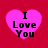 Four identical pink heart shapes on a red background, each containing black text reading "I Love You" in pixelated font.
