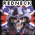Pixelated redneck skull icon with American flag background and 'REDNECK' text above, displayed in a mirrored pair format.