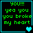 Green pixelated text on black background with cyan border and heart symbols changing across frames.