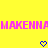 Yellow background with pink pixelated text repeating 'MAKENNA' and two blue pixelated hearts below.