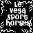 Black background with white pixelated text reading 'Le vega sport horses' in four identical quadrants, each framed by a jagged white border.
