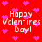 Red background with pink heart shapes and white pixelated text reading "Happy Valentines Day!" repeated four times.