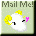 A 36x36 pixel animated AIM buddy icon featuring a white cartoon character with yellow hair, displaying two frames where the character's right eye changes from closed to open and a pink heart appears next to its face in the first frame.