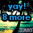 Pixelated beach scene with text overlays: 'yay! 8 more days fill' and 'vacation!' on a tropical background.