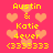 Pixelated text and heart shapes on a pink background with yellow text reading "Austin & Katie 4ever (333333)" repeated in four quadrants.