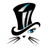 A pixelated black top hat with silver vertical stripes and blue highlights, tilted slightly left on a white background.