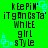 Green background with black pixelated text and light blue square icons arranged in a pattern