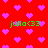 Red background with pink pixelated hearts and green text reading 'julio<33' repeated four times.