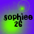 Four identical display 'sophiee 26' text over a purple and green gradient background with a glowing effect