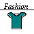 Pixelated icon shows teal shirt with black outline and white trim, above which is the word 'Fashion' in pixel font.