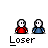 Pixel art animation of two figures with white heads, red and blue clothing, and a speech bubble reading 'IM THE HULK' above them.