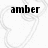 Black pixelated text 'amber' centered over a white background with faint gray pixelated swirls.