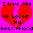 A static pixel art image with a bright pink background, featuring two identical red broken hearts and black text reading "I love Him," "He Loves My Best Friend.".