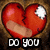 Four red heart-shaped icons with bandages and white patches, each displaying different text in pixelated font against a brown background.