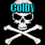 Two identical pixelated skull and crossbones icons with blue 'Colby' text above the skulls on a black background.