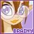 Animated contact sheet of a cartoon character with brown hair and purple glasses across 11 frames showing subtle eye and mouth movements, each frame labeled "BRAINY" in pixelated text below the character.