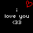 Red pixelated heart above white text 'i love you <33' on black background, two identical side-by-side instances.