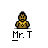 Animated contact sheet of pixel art buddy icons featuring a character named Mr. T with various poses, expressions, and speech bubbles containing text like "I PITY THE FOOL!!!" and "STOP YO' JIBBA" on a gray background.