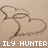 Pixelated brown line drawing of two overlapping heart shapes on a beige background with white text reading 'ILY HUNTER' at the bottom.