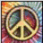 A static buddy icon featuring a peace symbol, New York Yankees logo, person making peace sign, and text elements on red background.
