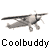 A 4x4 contact sheet of grayscale animated airplane frames with repeated "Coolbuddy" text below each row, showing subtle motion differences across sampled frames.