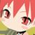 Pixelated anime-style character face with red hair, large expressive eyes, and a neutral expression against a pink background.