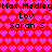 Pixelated red background with pink heart pattern, displaying repeated text 'Max Medley', 'Lov', and 'Sarah S' in black font across two identical horizontal sections.