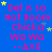 Blue background with pink text reading "Del is so Hot Boom Chicka Wa Wa --AXE" and scattered yellow and light blue stars.