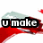 A four- animated sequence with red and white wavy background, displaying sequential text "u make me do this" in bold black-outlined letters