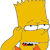 Pixelated yellow cartoon character with spiky hair, squinted eyes, and a red-and-black mouth, wearing an orange shirt.