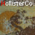 Repeated pattern of 'HollisterCo.' text with brown and beige circular shapes on a textured background.