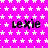 A static image with a bright pink background covered in white star patterns, displaying the text 'Lexie' in black pixelated font across multiple