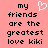 Pixelated text on a pink background with one version featuring a white heart symbol above 'my' and another identical version without the heart.